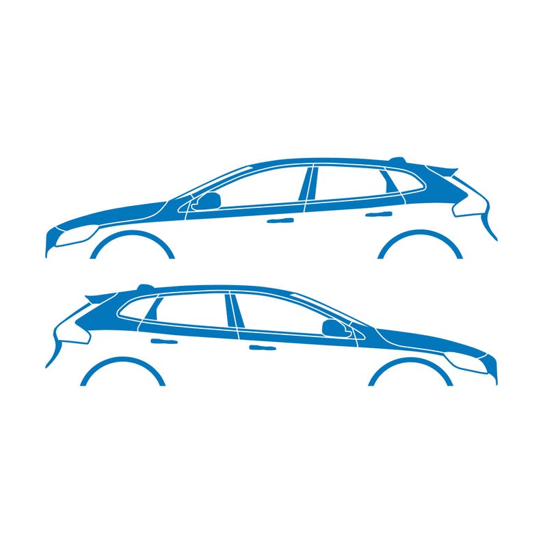 Set Of 2 Car Silhouette Decal Stickers For Volvo V40 2012-19 Sky Blue