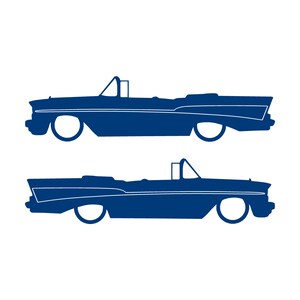 Set Of 2 Lowered Car Silhouette Decal Stickers For 1957 Chevrolet Bel Air Convertible Coupe Blue