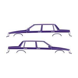 Set Of 2 Car Silhouette Decal Stickers For Volvo 744 Sedan Purple