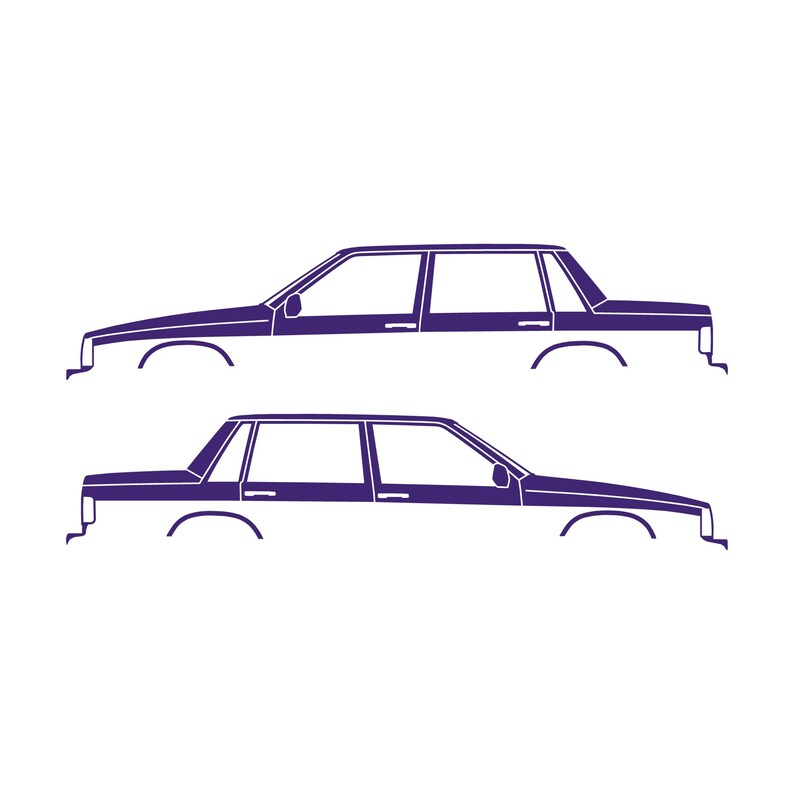 Set Of 2 Car Silhouette Decal Stickers For Volvo 744 Sedan Purple