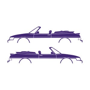 Set med 2 silhuettdekaler för Saab 900 1:a generationens cabriolet Lila