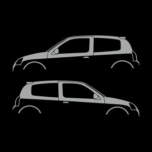 Set Of 2 Car Silhouette Decal Stickers For Renault Clio Mk2 Sport RS Light Grey