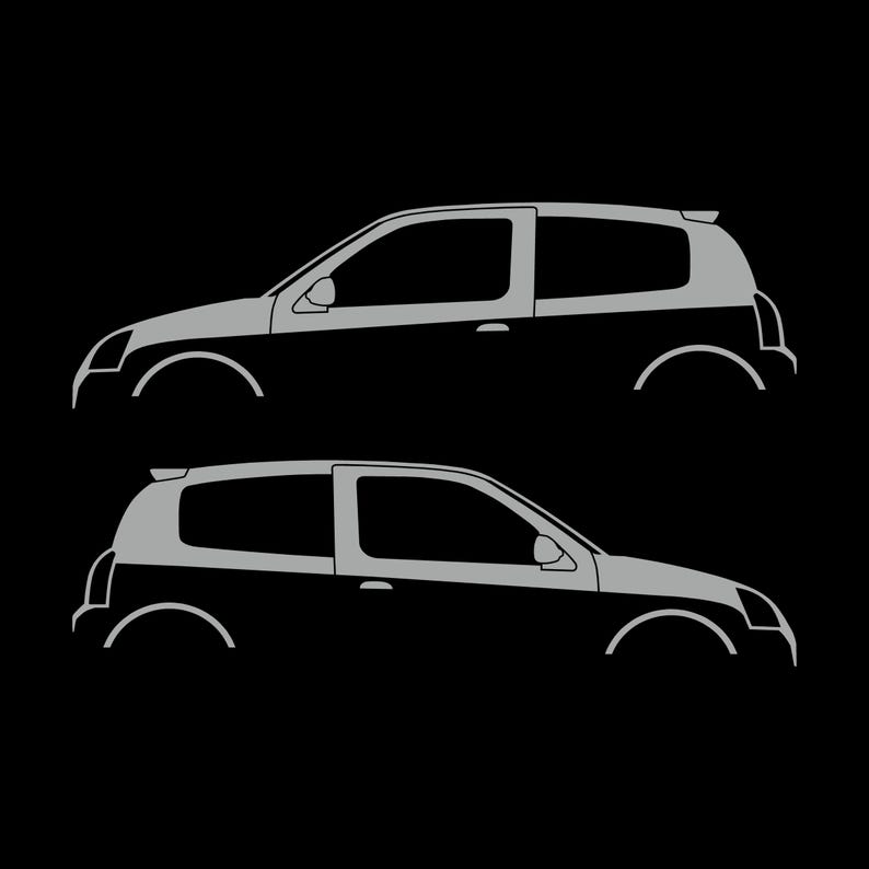 Set Of 2 Car Silhouette Decal Stickers For Renault Clio Mk2 Sport RS Light Grey