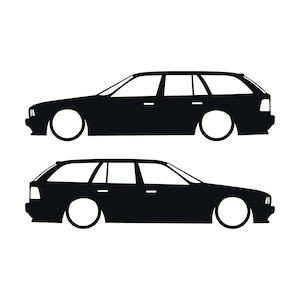 Set med 2 silhuettdekaler för BMW E34 5-serie Touring Svart