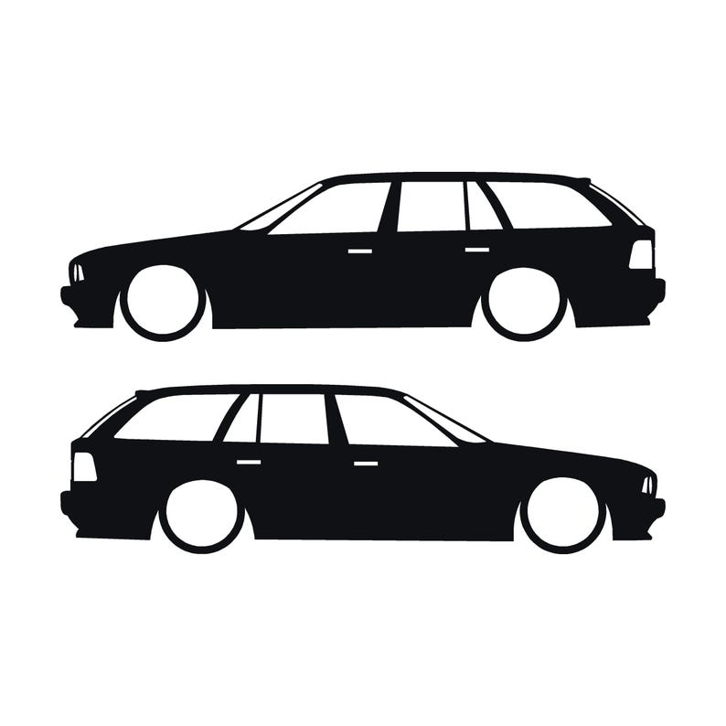 Set med 2 silhuettdekaler för BMW E34 5-serie Touring Svart