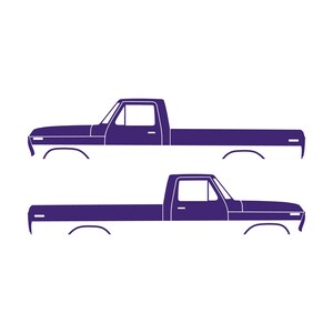 Set Of 2 Lifted Truck Silhouette Decal Stickers For Ford F100 1973-79 6th Gen Pickup Purple