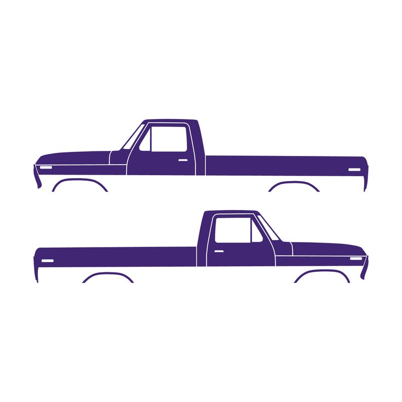 Set Of 2 Lifted Truck Silhouette Decal Stickers For Ford F100 1973-79 6th Gen Pickup Purple