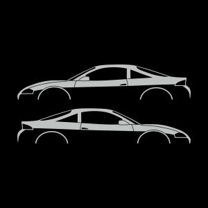 Set Of 2 Car Silhouette Decal Stickers For Mitsubishi Eclipse 2nd Gen 2Gb 1997-99 GS-T GSX Light Grey
