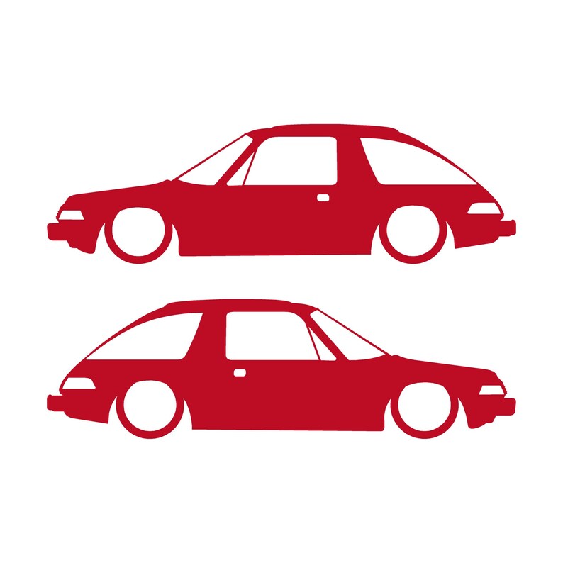 Juego de 2 pegatinas decorativas con silueta de coche rebajado para AMC Pacer Classic Rojo
