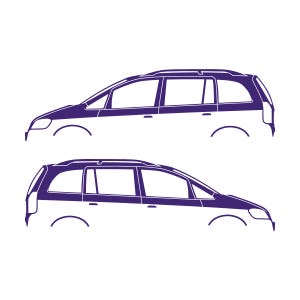 Set Of 2 Car Silhouette Decal Stickers For Vauxhall Opel Zafira A Mk1 Purple