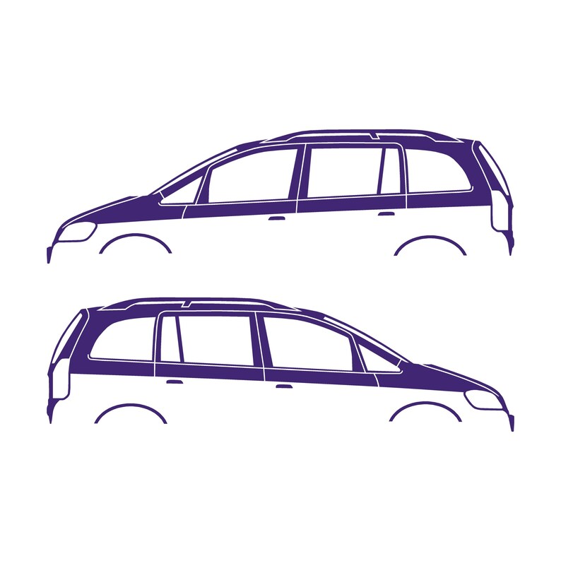 Set Of 2 Car Silhouette Decal Stickers For Vauxhall Opel Zafira A Mk1 Purple