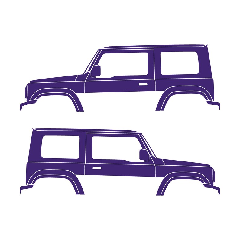 Set Of 2 Car Silhouette Decal Stickers For Suzuki Jimny 4th Gen 2018- Purple