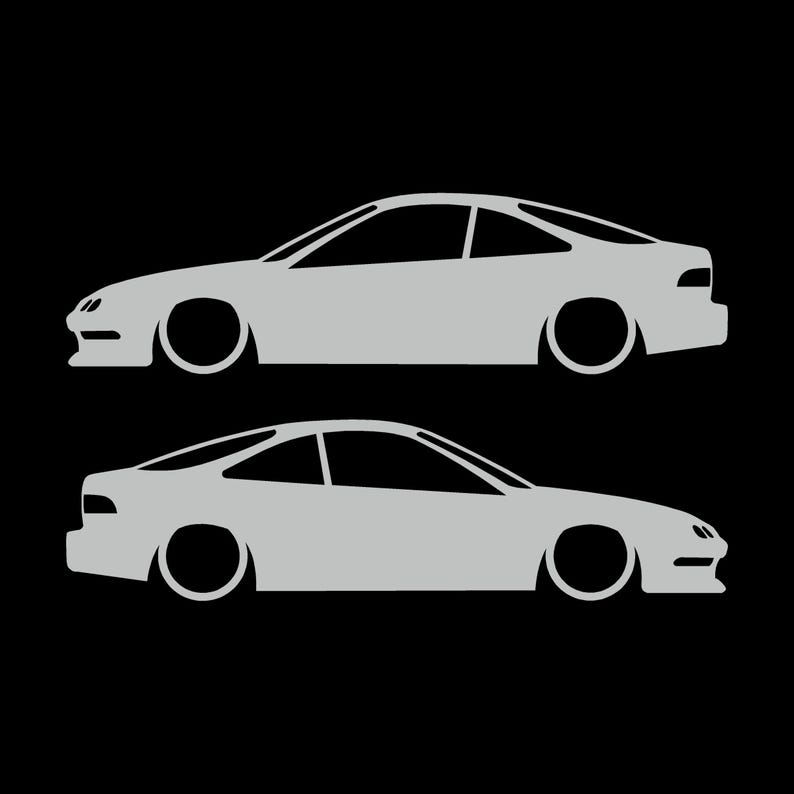 Set mit 2 Aufklebern für tiefergelegte Fahrzeuge für Acura Integra DC2 Coupé der 3. Generation Light Grey