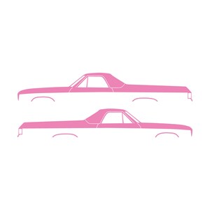 Set Of 2 Car Silhouette Decal Stickers For 1974 Chevrolet El Camino 4th Gen Soft Pink
