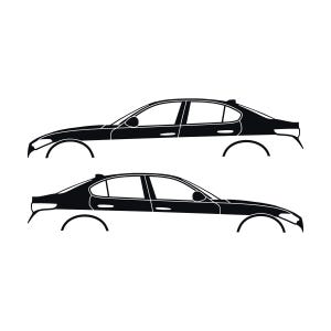 Set Of 2 Lowered Car Silhouette Decal Stickers For Alfa Romeo Giulia 952 2016 Black