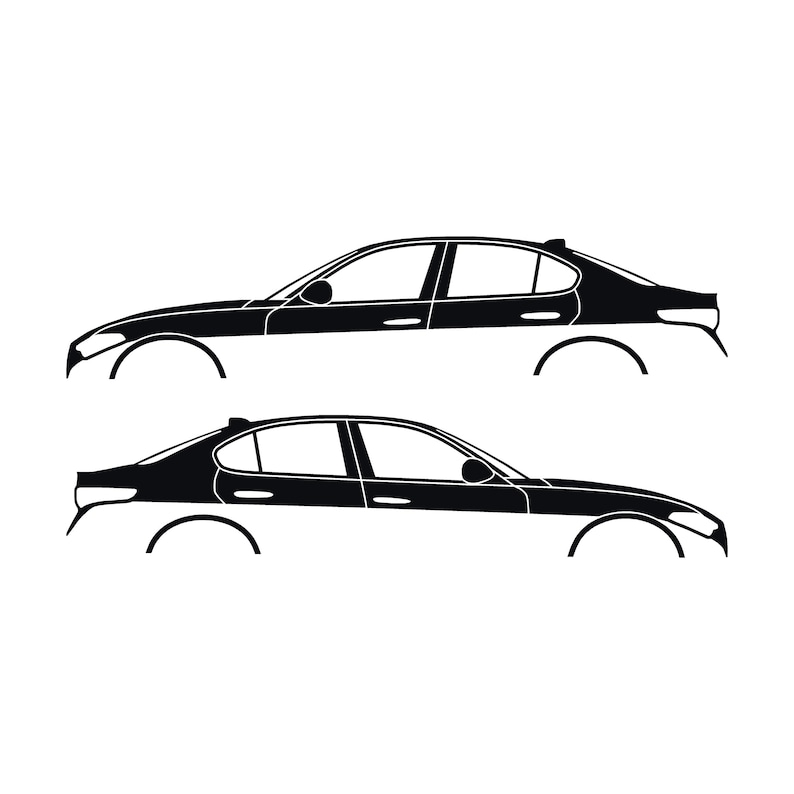 Set Of 2 Lowered Car Silhouette Decal Stickers For Alfa Romeo Giulia 952 2016 Black
