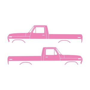 Juego de 2 calcomanías con silueta de auto para Ford F100 de sexta generación con caja corta. Soft Pink