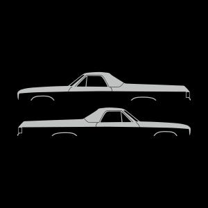 Set Of 2 Car Silhouette Decal Stickers For 1974 Chevrolet El Camino 4th Gen Light Grey