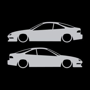 Set mit 2 Aufklebern für tiefergelegte Fahrzeuge für Acura Integra DC2 Coupé der 3. Generation Silber