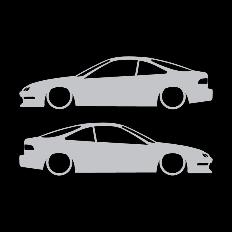 Set mit 2 Aufklebern für tiefergelegte Fahrzeuge für Acura Integra DC2 Coupé der 3. Generation Silber