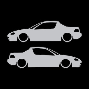 Set Of 2 Lowered Car Silhouette Decal Stickers For Honda Del Sol 1992-98 VTi Silver