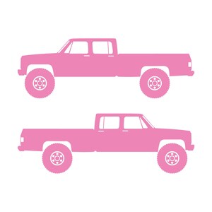 Conjunto de 2 adesivos com silhueta de carro para caminhonete Chevrolet C30 Dually Classic C10 de 3ª geração Soft Pink