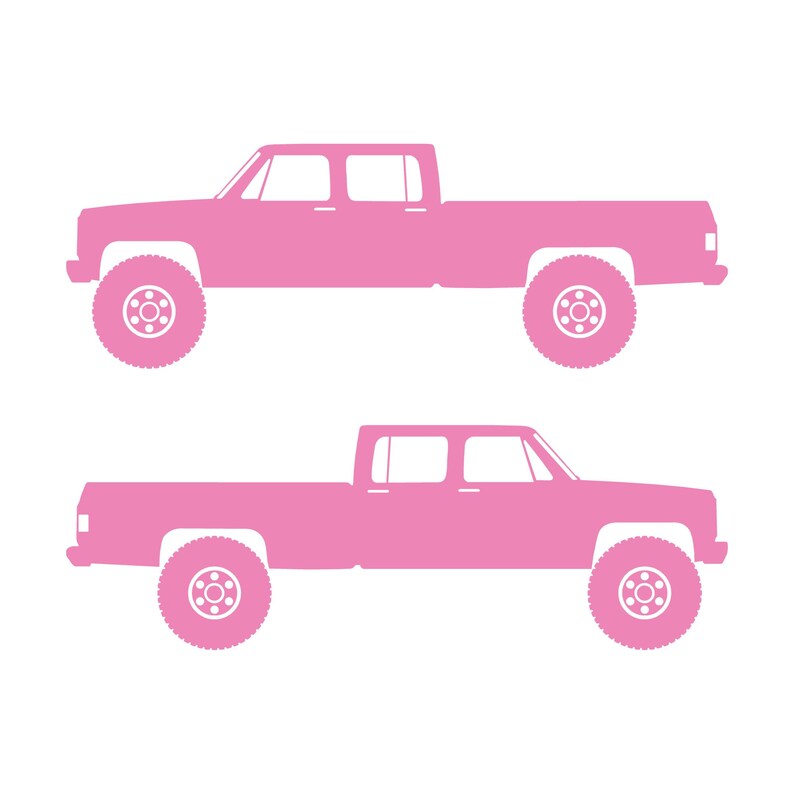 Conjunto de 2 adesivos com silhueta de carro para caminhonete Chevrolet C30 Dually Classic C10 de 3ª geração Soft Pink