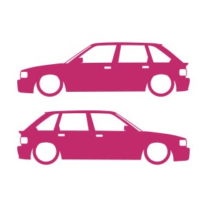 Set Of 2 Lowered Car Silhouette Decal Stickers For MG Maestro Turbo Pink