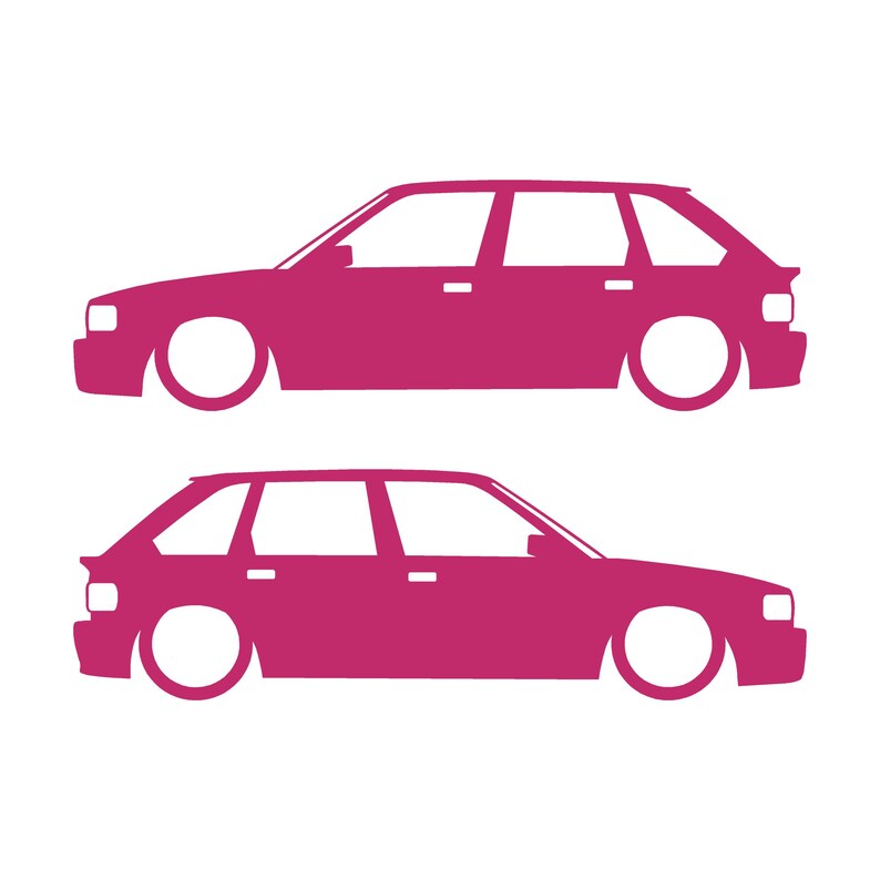 Set Of 2 Lowered Car Silhouette Decal Stickers For MG Maestro Turbo Pink