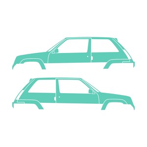Set Of 2 Car Silhouette Decal Stickers For Renault 5 GT Turbo Mint