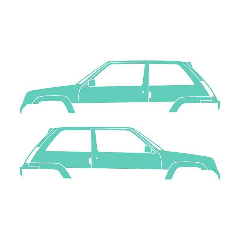 Set Of 2 Car Silhouette Decal Stickers For Renault 5 GT Turbo Mint