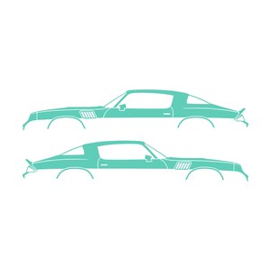 Set mit 2 Auto-Silhouette-Aufklebern für Chevrolet Camaro Z28 2. Generation 1978-79 Coupé Mint