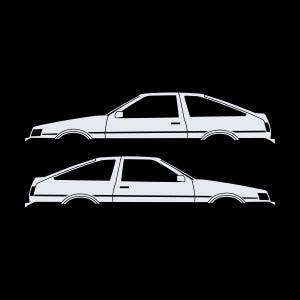 Set Of 2 Car Silhouette Decal Stickers For Toyota AE86 Corolla Levin Hatchback White
