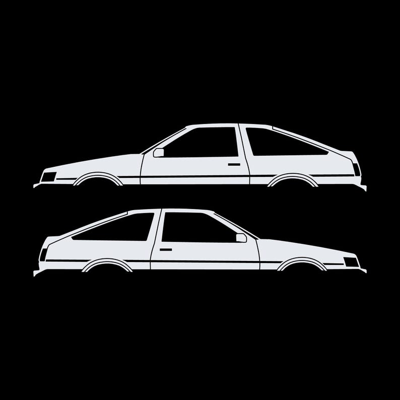 Set Of 2 Car Silhouette Decal Stickers For Toyota AE86 Corolla Levin Hatchback White