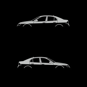 Juego de 2 pegatinas decorativas con silueta de coche rebajado para Saab 9-3 Early Spec 2nd Gen Sedan Light Grey