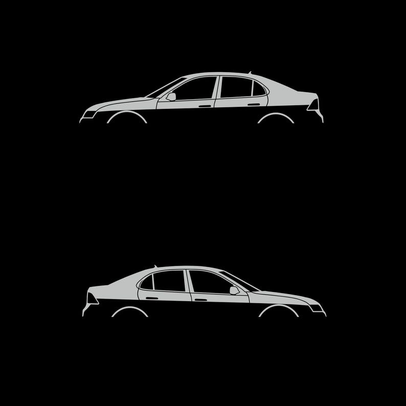 Juego de 2 pegatinas decorativas con silueta de coche rebajado para Saab 9-3 Early Spec 2nd Gen Sedan Light Grey