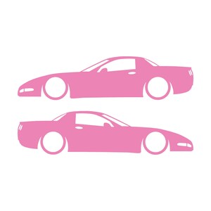 Juego de 2 pegatinas decorativas con silueta de coche rebajado para Chevrolet Corvette C5 Z06 Hardtop Coupé Soft Pink