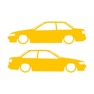 Set van 2 verlaagde autosilhouet-stickers voor Toyota Hilux 2-deurs N50 1988-97 Coupé Geel