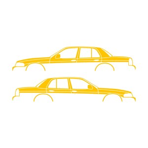 Juego de 2 pegatinas con silueta de coche para Ford Crown Victoria de 2.ª generación Amarillo