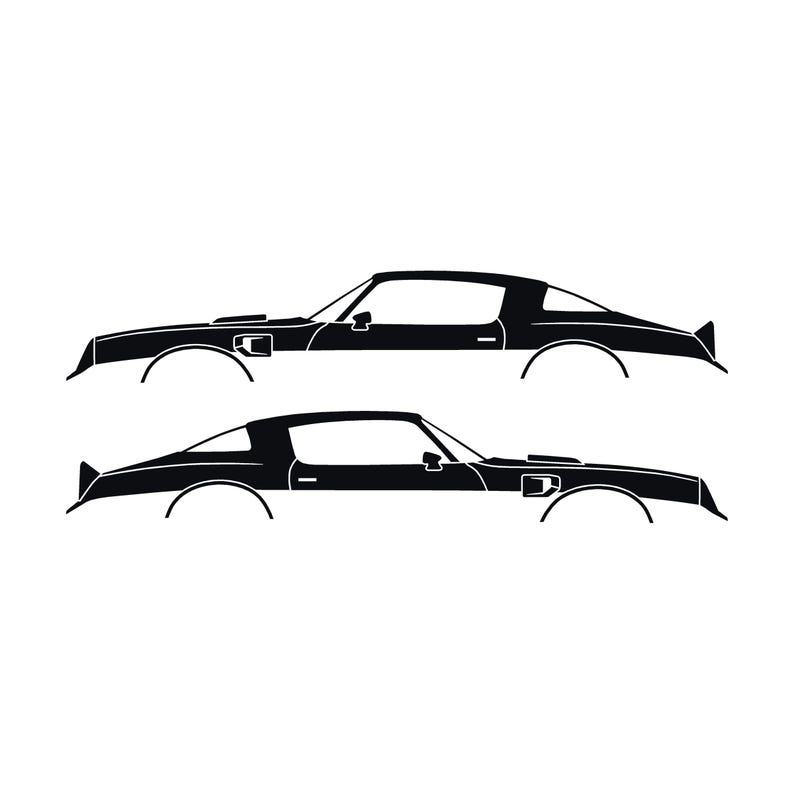 Set Of 2 Car Silhouette Decal Stickers For Pontiac Firebird Trans Am 2nd Gen 1977-78 Black