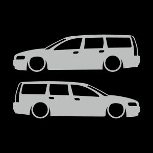 Set Of 2 Car Silhouette Decal Stickers For Volvo V70 T5 R 2nd Gen 2000-07 Light Grey