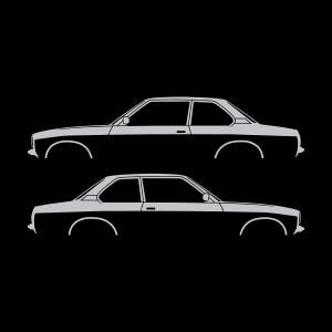 Set Of 2 Car Silhouette Decal Stickers For Opel Ascona B 4-Door Sedan Silver