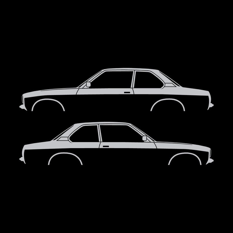 Set Of 2 Car Silhouette Decal Stickers For Opel Ascona B 4-Door Sedan Silver