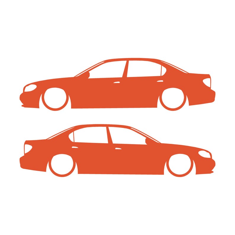 Set Of 2 Lowered Car Silhouette Decal Stickers For Nissan Cefiro A33 1998-2004 Orange