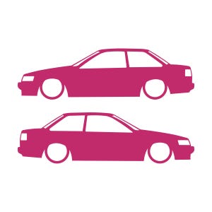Set van 2 verlaagde autosilhouet-stickers voor Toyota Hilux 2-deurs N50 1988-97 Coupé Roze