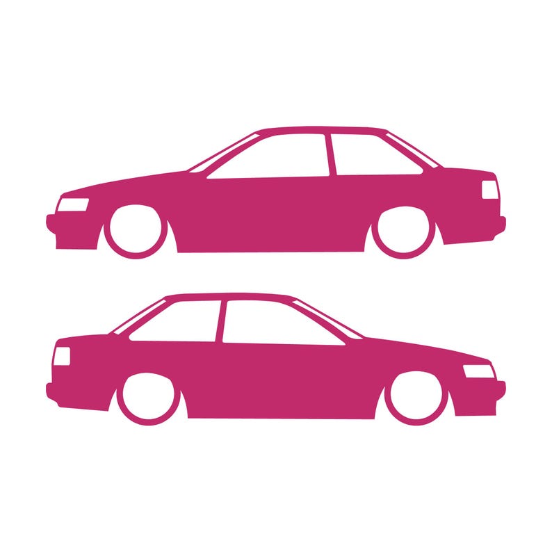Set van 2 verlaagde autosilhouet-stickers voor Toyota Hilux 2-deurs N50 1988-97 Coupé Roze