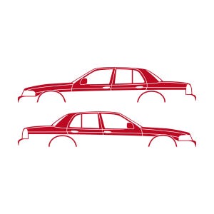 Juego de 2 pegatinas con silueta de coche para Ford Crown Victoria de 2.ª generación Rojo