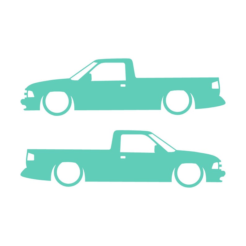Set Of 2 Lowered Car Silhouette Decal Stickers For Chevrolet S10 2nd Gen Single Cab 1994-97 Mint