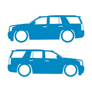 Set med 2 sänkta silhuettdekaler för GMC Yukon 4:e generationens SLT 2015-20 Light Blue