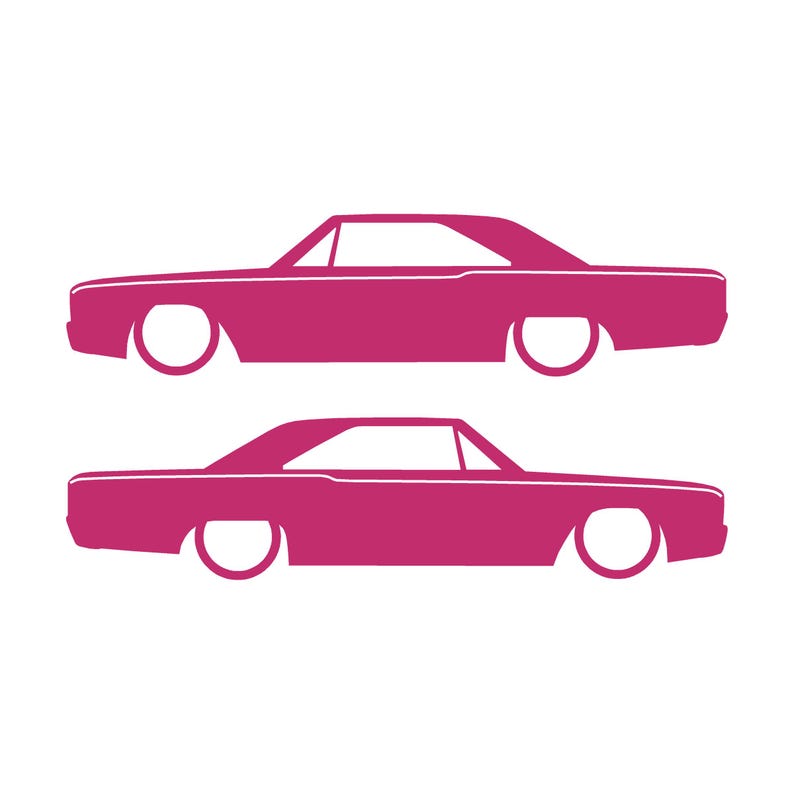 Set med 2 silhuettdekaler för Dodge Dart 4:e generationen 1967-69 Classic Hardtop Coupe Rosa